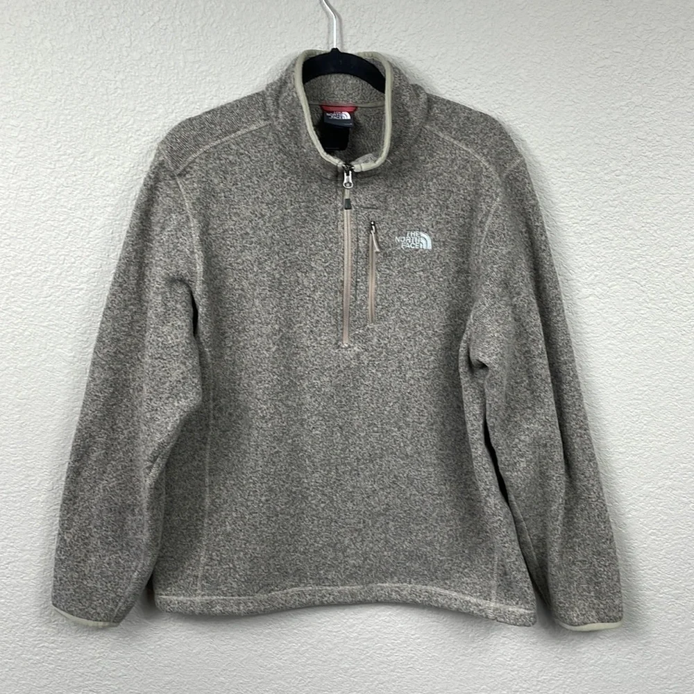 The North Face Fleece Quarter Zip Sweater Speckled Gray Neutral Sz L